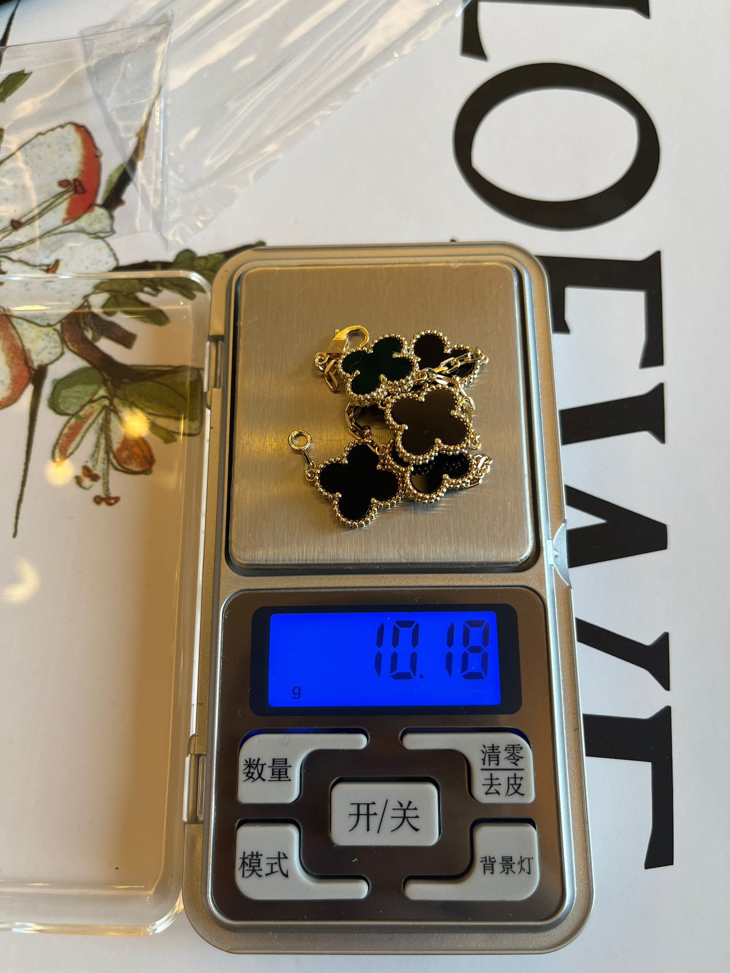 [Custom Made]Van Cleef&Arpels 18K gold chain black onyx  bracelet four leaf clover VCA hanchain