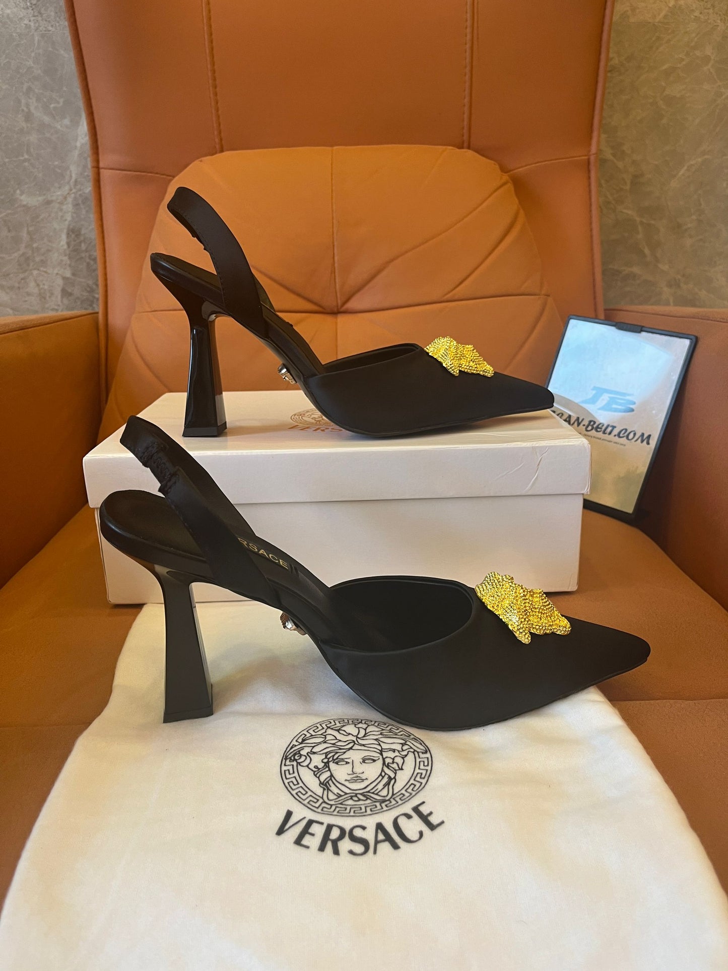 Versace gold medusa high heels