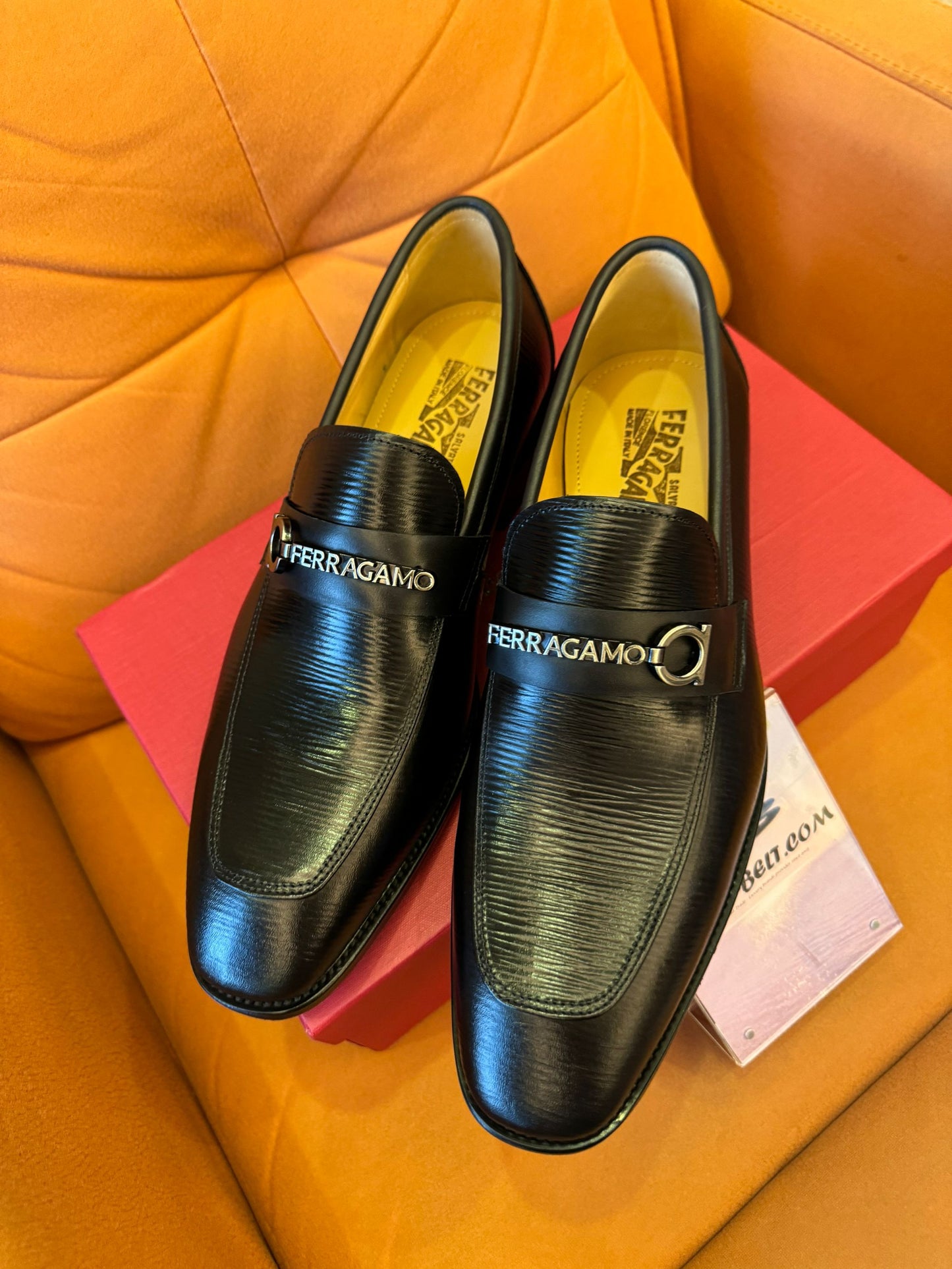 Ferragamo dress shoes for men black leather