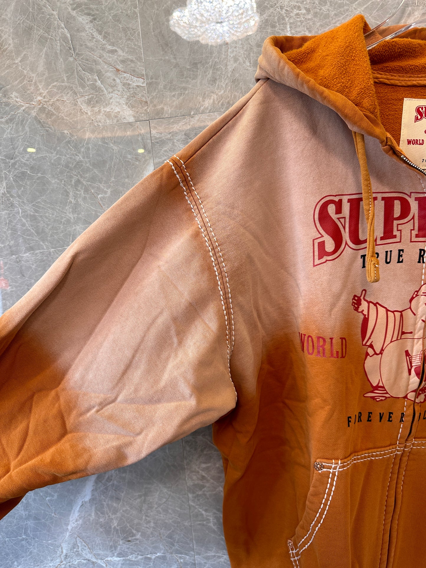 Supreme x True Religion tie-dye zip-up hoodie (orange/beige)