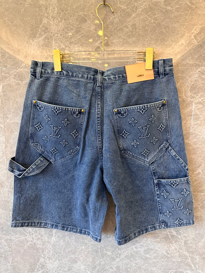 Louis Vuitton embossed denim shorts for unisex