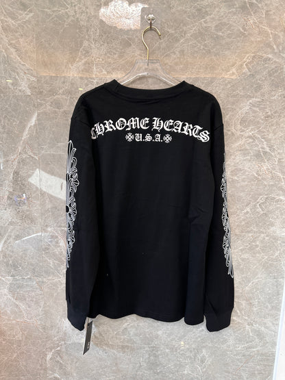 Chrome Hearts long-sleeve shirt with floral sleeve graphics