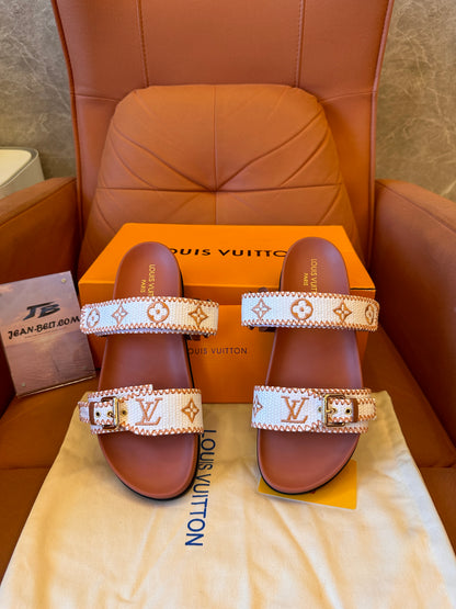 Louis Vuitton bom dia flat comfort mule natural sandal