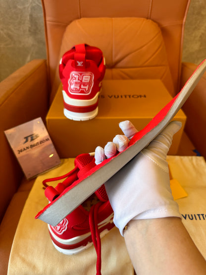 Louis Vuitton LV skate sneaker red white for unisex