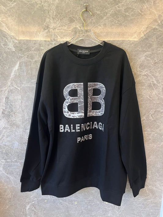 Balenciaga lock logo washed and worn round neck sweatshirt