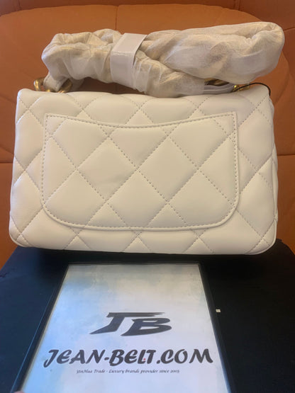 Chanel cf classic flap mini bag white gold