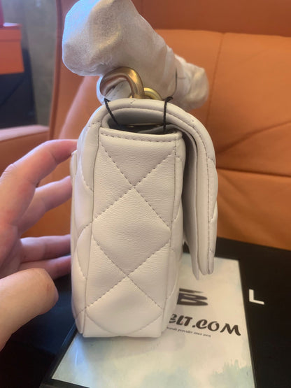 Chanel cf classic flap mini bag white gold