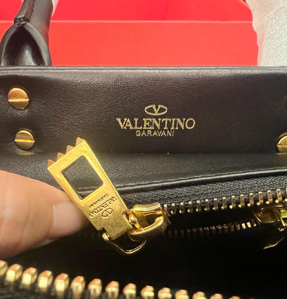 Valentino garavani studded leather double top handle bag