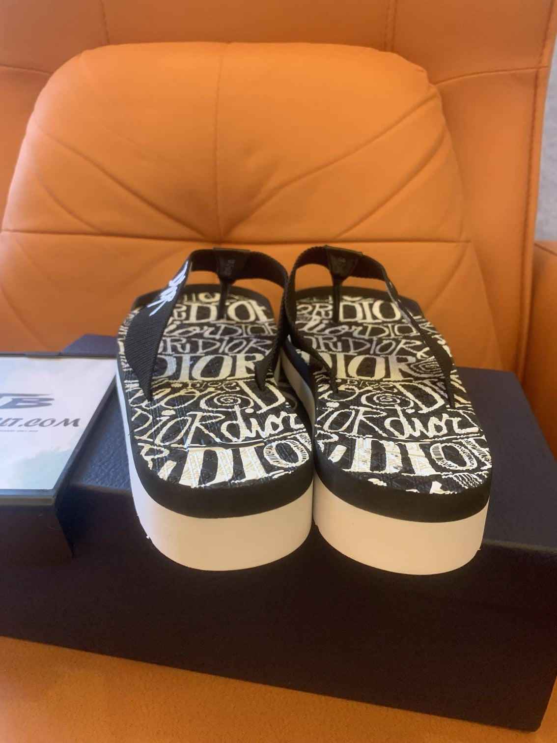 Dior Oblique graffiti print flip-flops