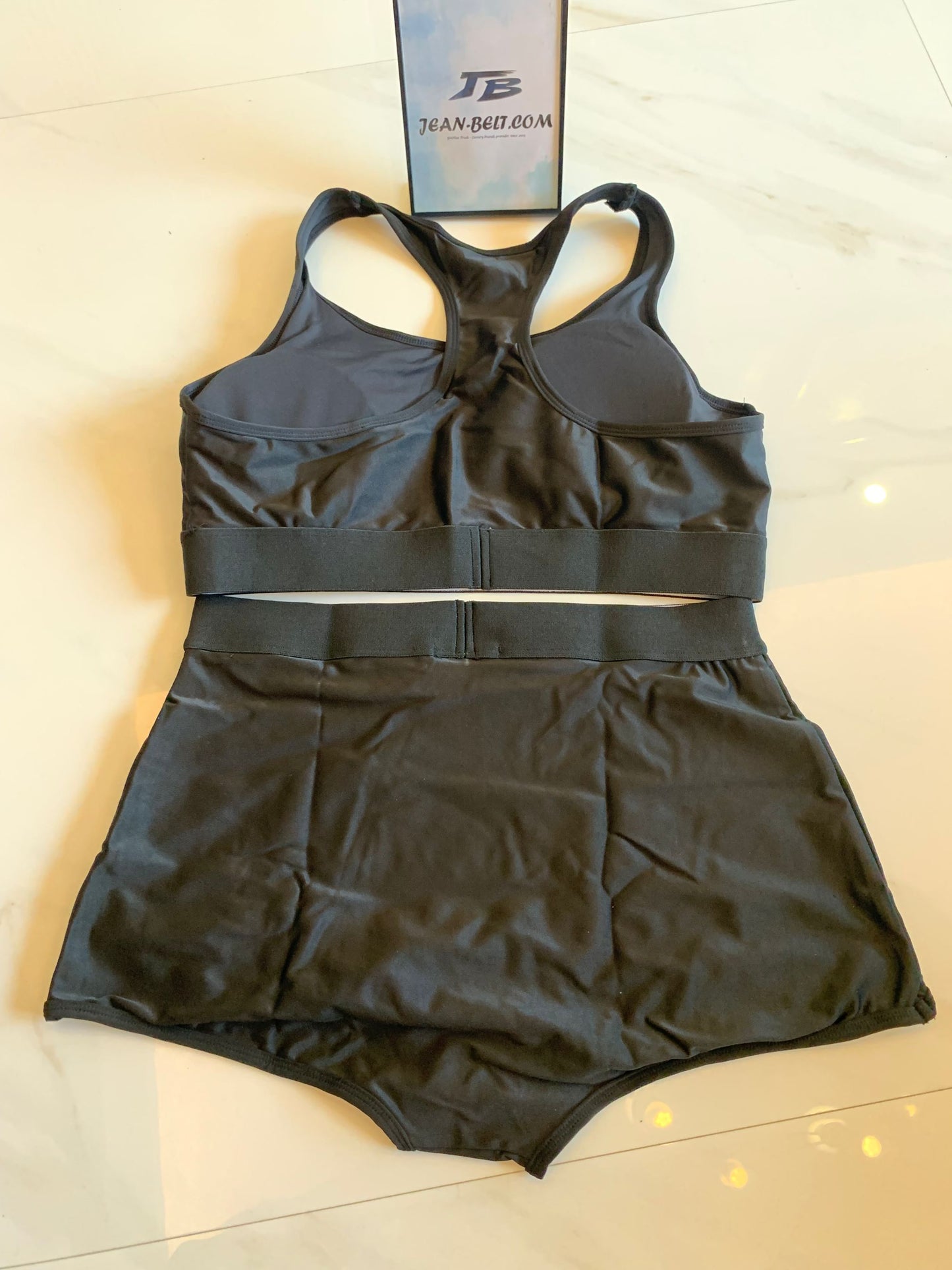 Balenciaga women's black logo swim set - racerback top and swim shorts