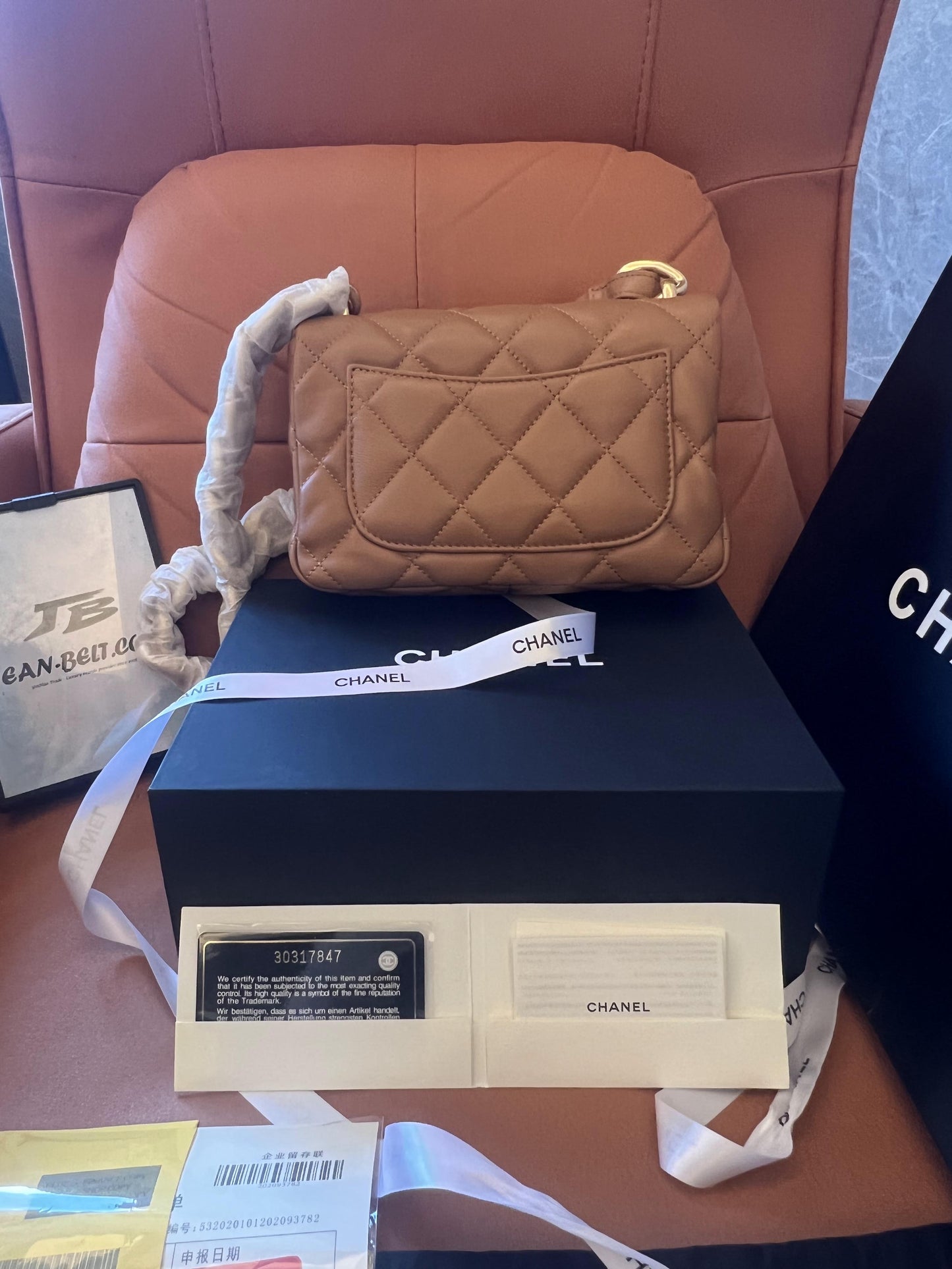 Chanel cf classic flap mini bag brown