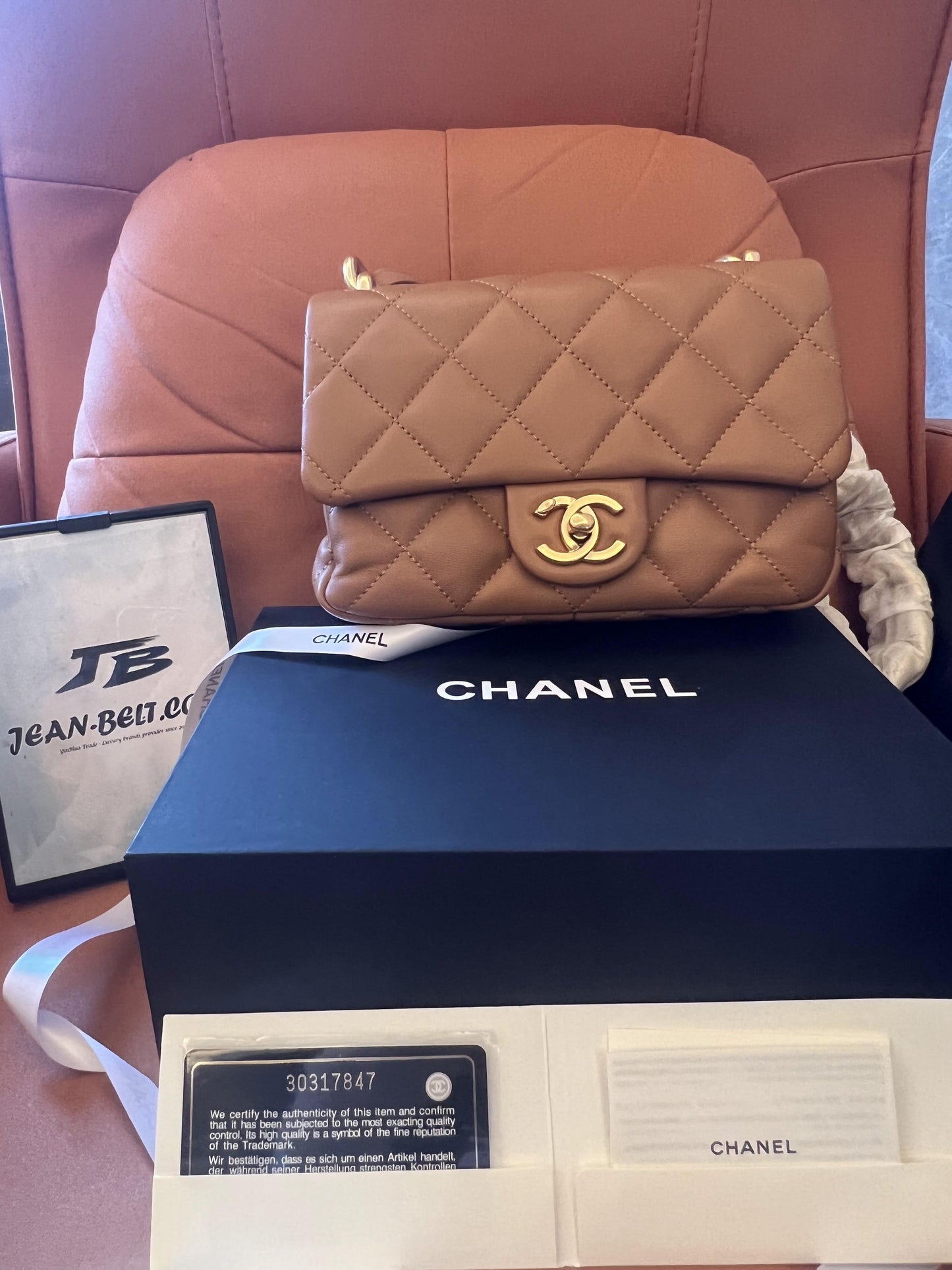 Chanel cf classic flap mini bag brown