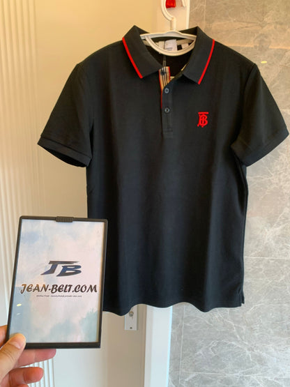 Burberry logo-embroidered polo shirt - black