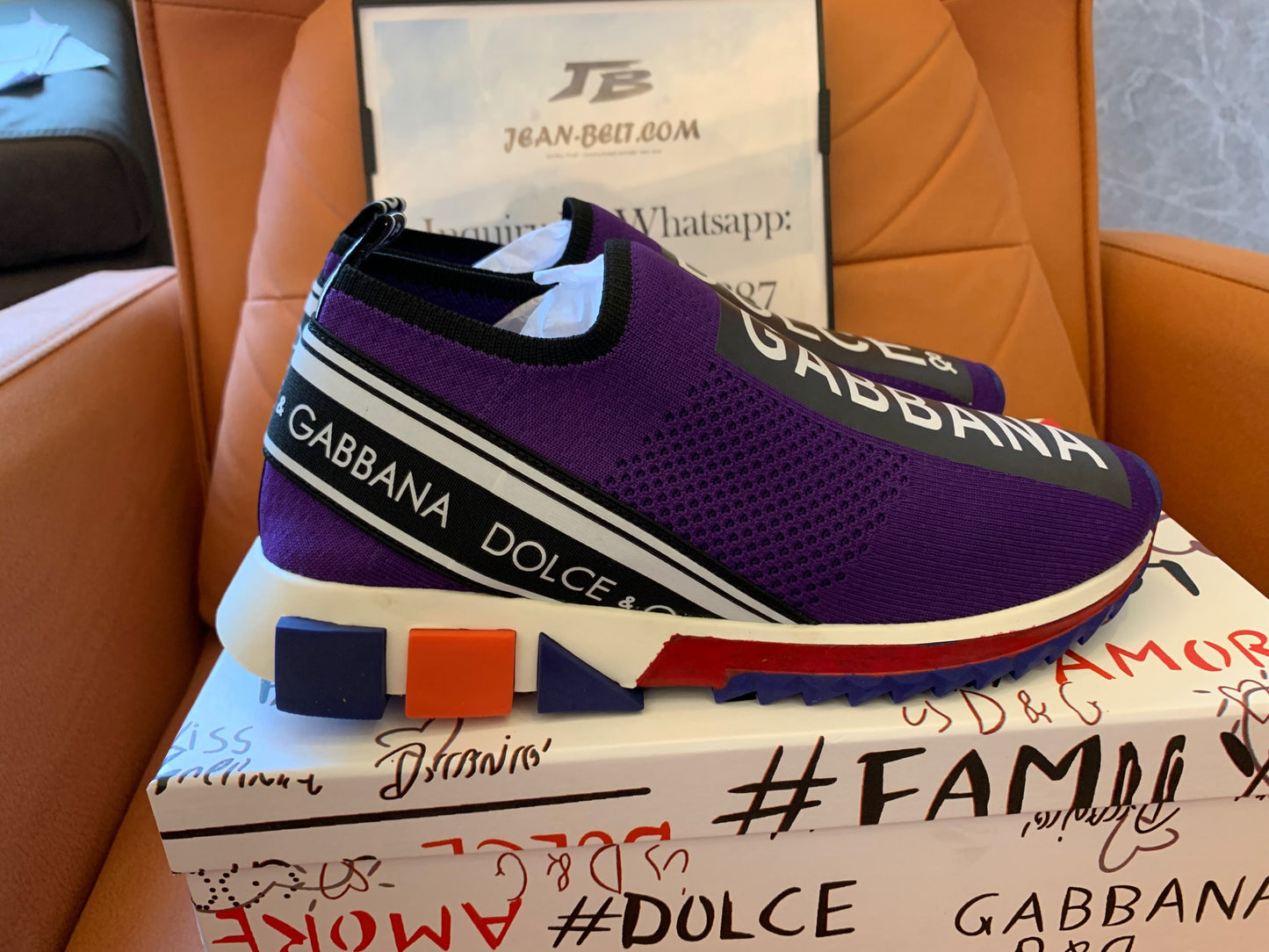 Dolce & Gabbana knit slip-on trainers purple