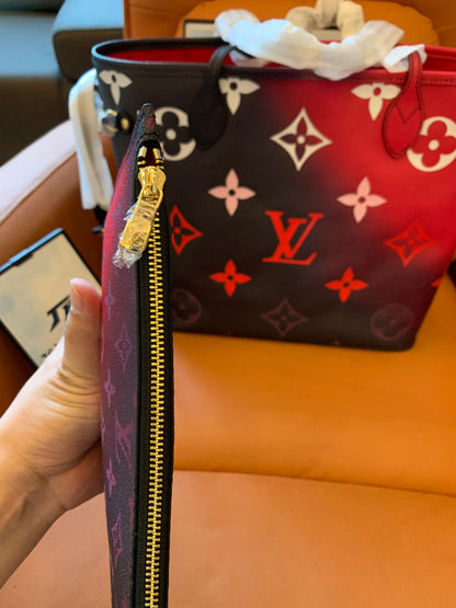 Louis Vuitton neverfull mm sunrise pastel handbag.