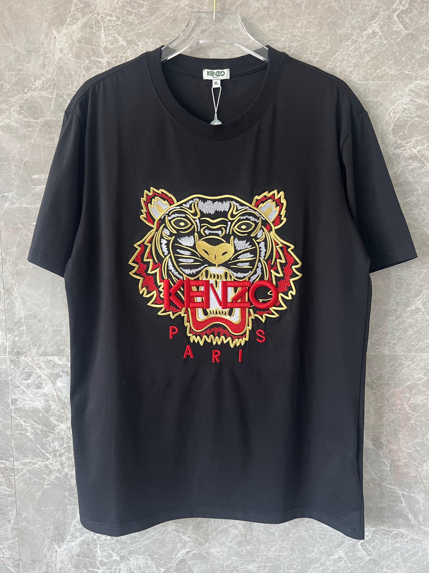 Kenzo Paris tiger embroidery t-shirt collection – black, red, and blue variants