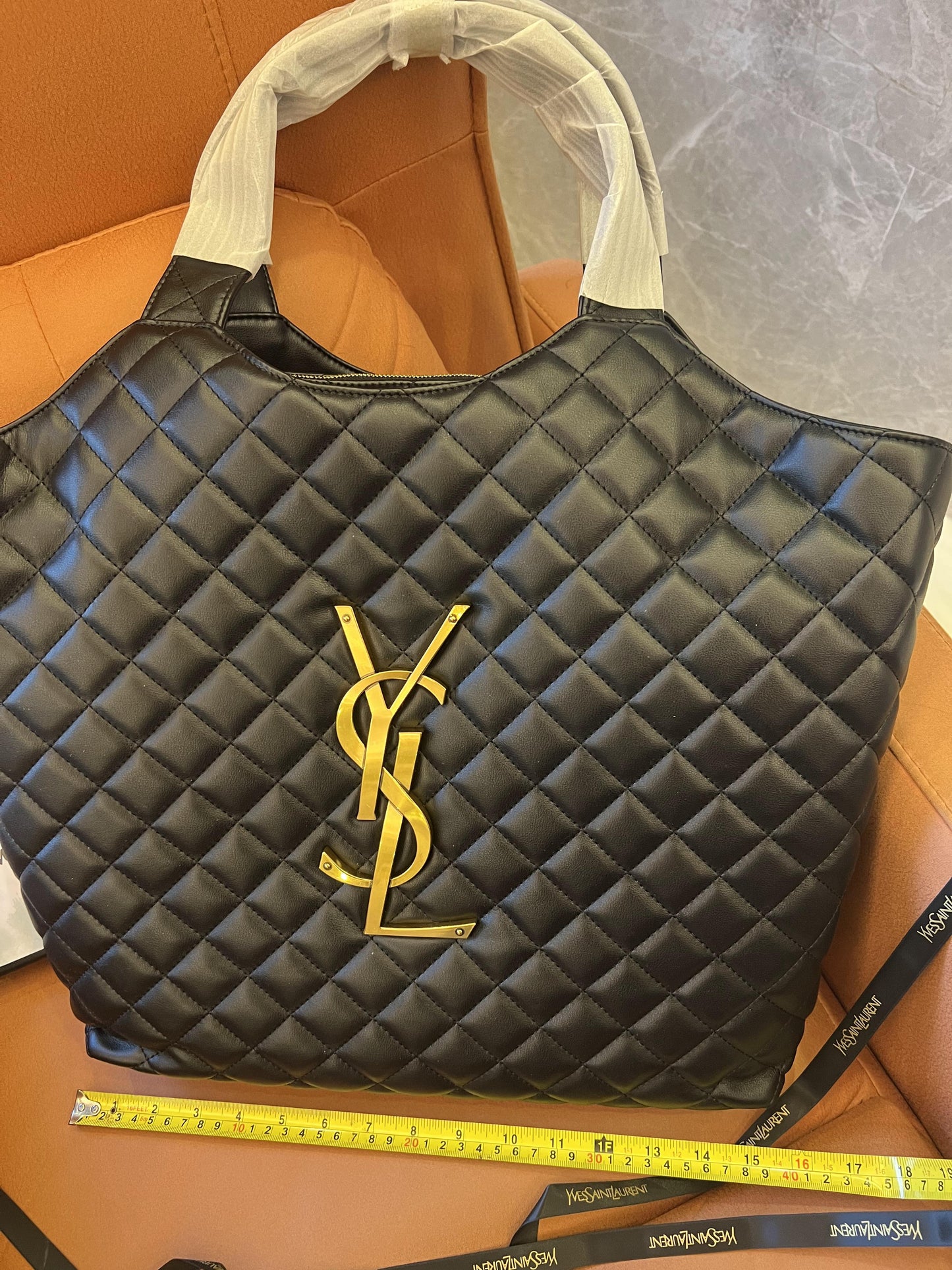 YSL Saint Laurent icare maxi shopping bag in quilted lambskin  Black