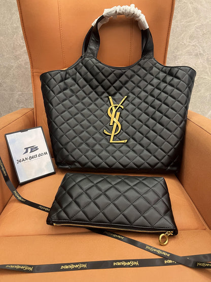 YSL Saint Laurent icare maxi shopping bag in quilted lambskin  Black