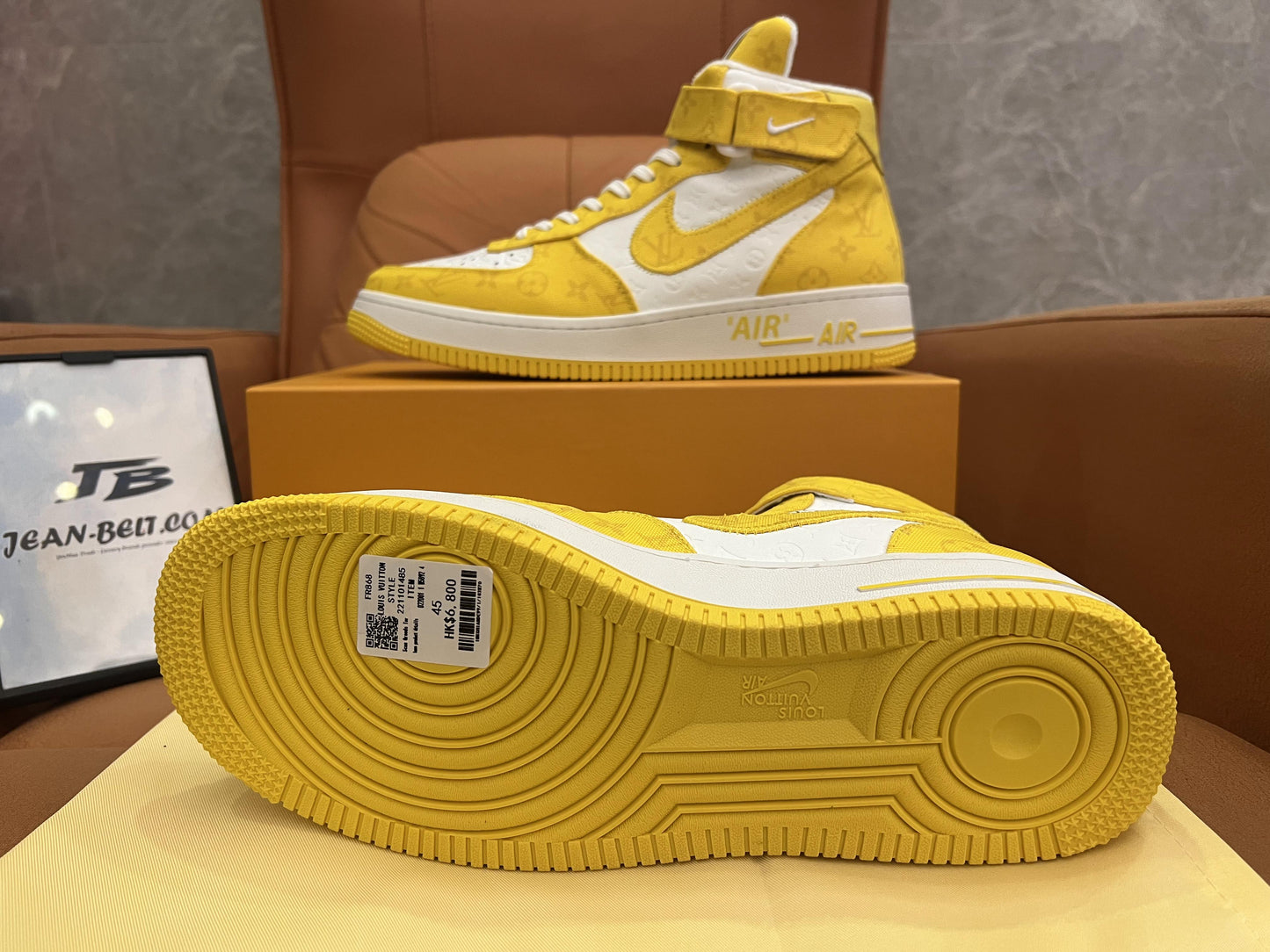 Nike Air Force 1 yellow sneakers with classic white sole