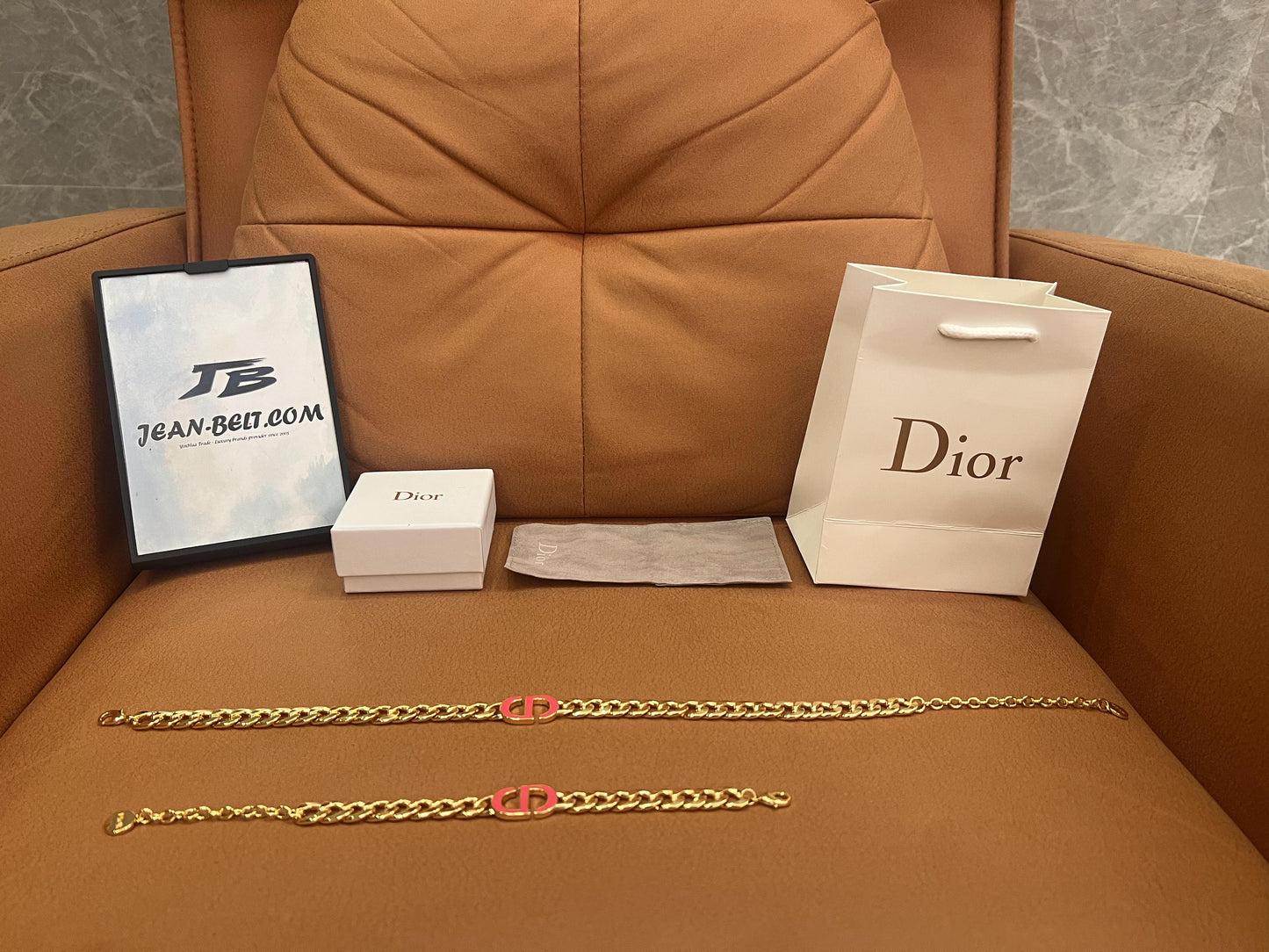 Dior CD logo chain bracelet and necklace set in gold-tone