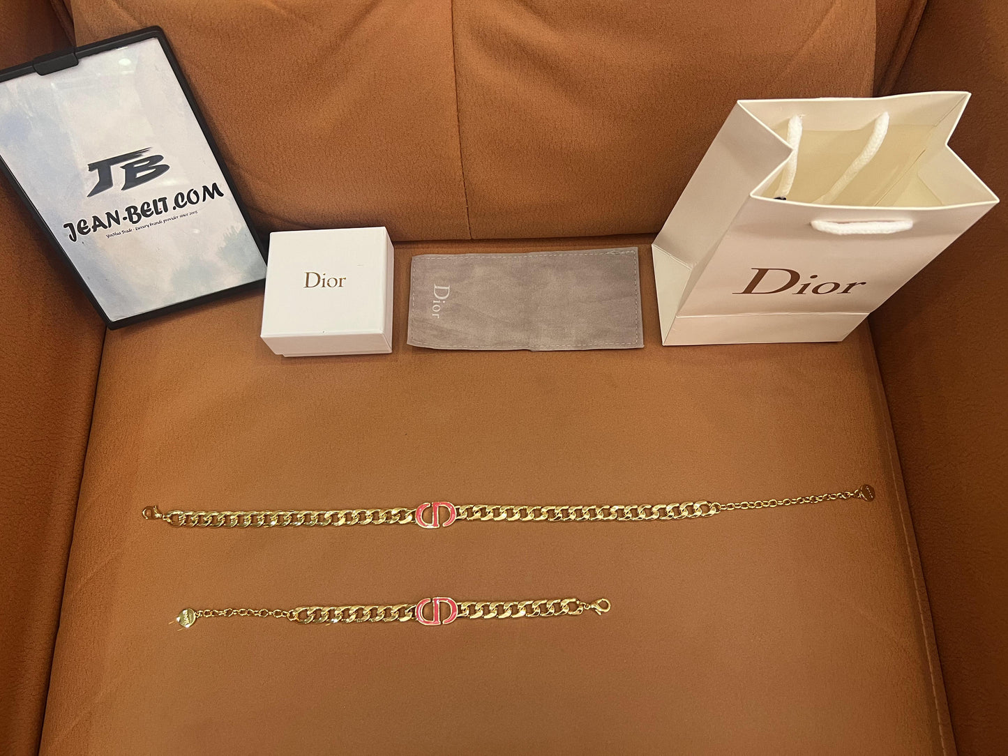 Dior CD logo chain bracelet and necklace set in gold-tone