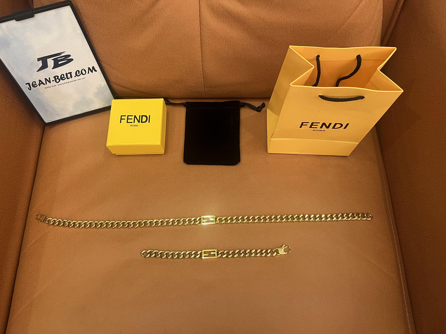 Fendi gold-tone chain bracelet and necklace set