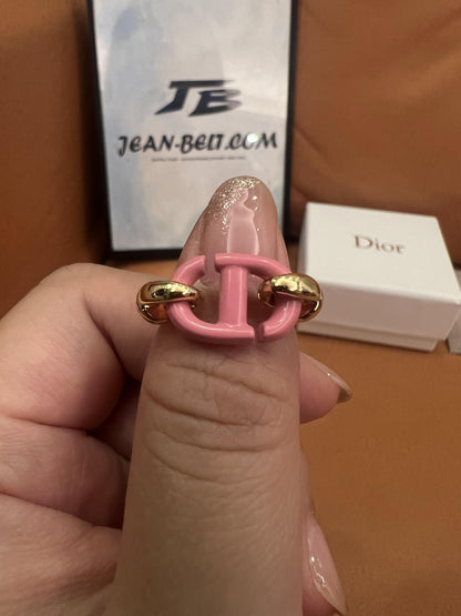 Dior CD pink enamel and gold-tone ring