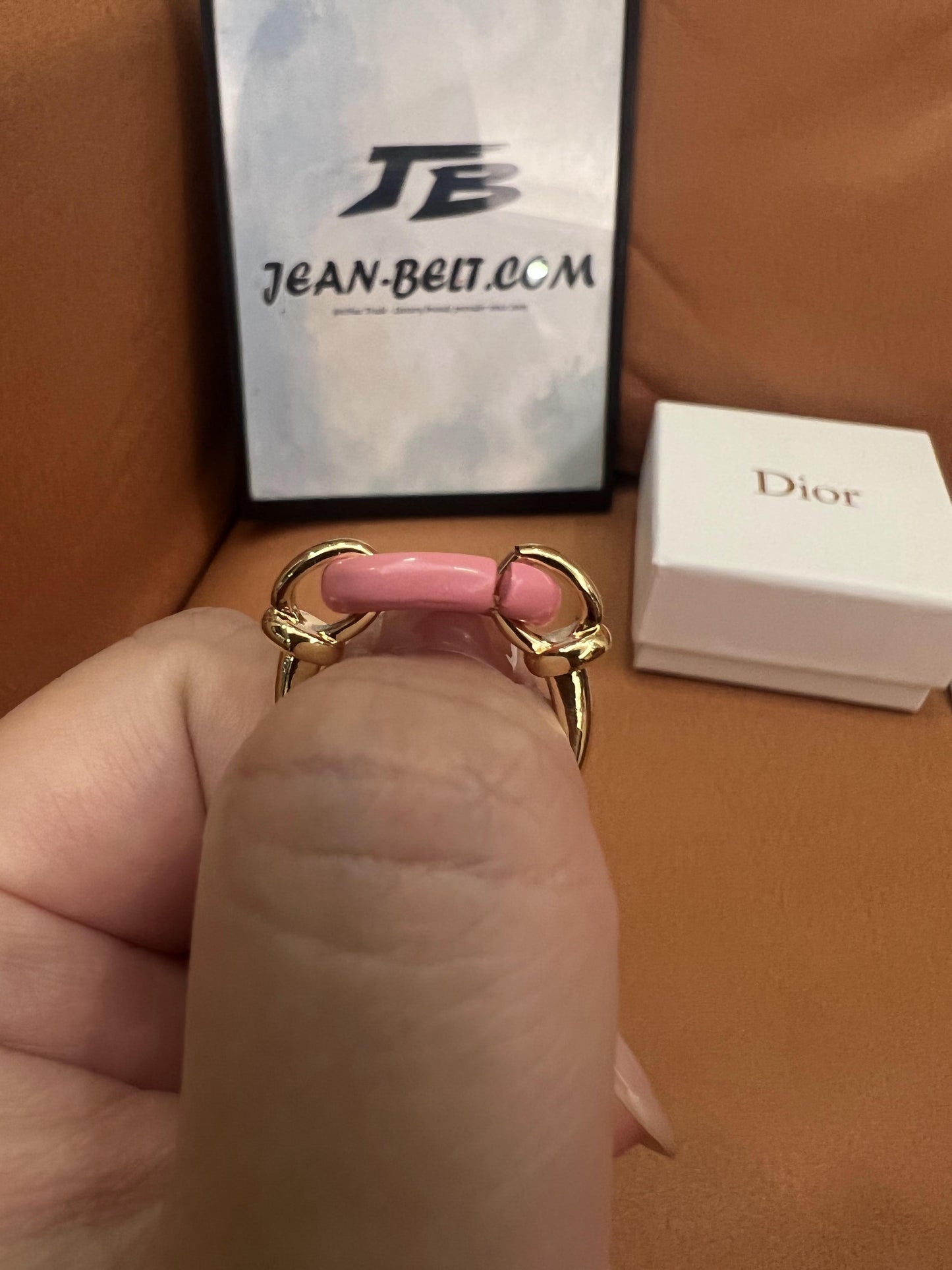 Dior CD pink enamel and gold-tone ring