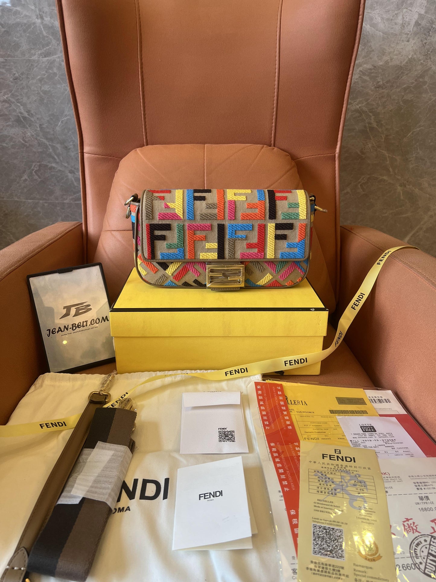 Fendi baguette limited color embroidered handbag