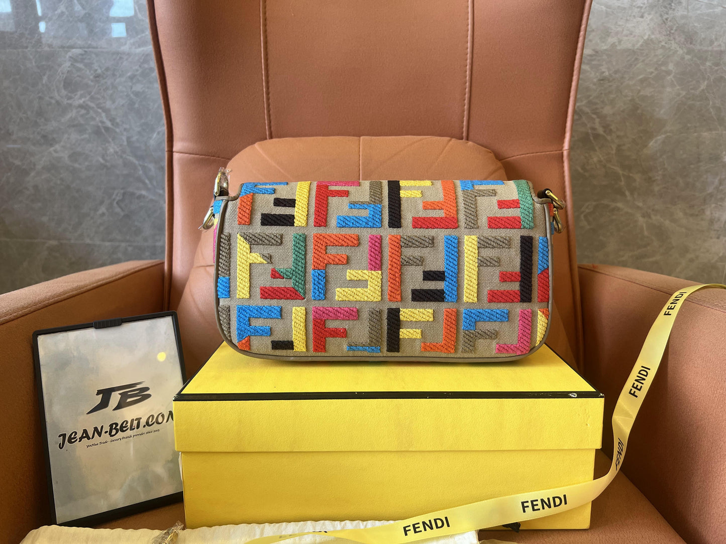 Fendi baguette limited color embroidered handbag