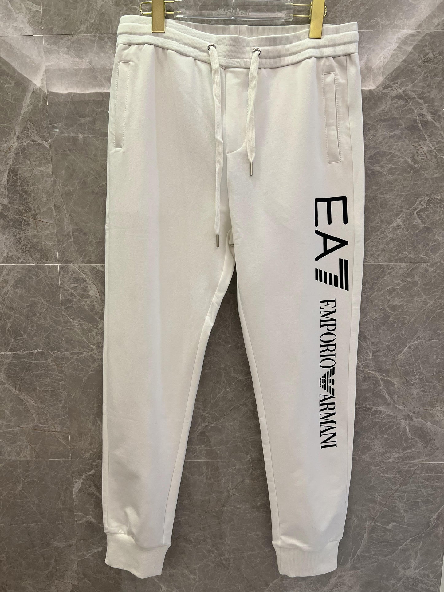 Emporio Armani EA7 white jogger pants with logo print