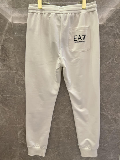 Emporio Armani EA7 white jogger pants with logo print