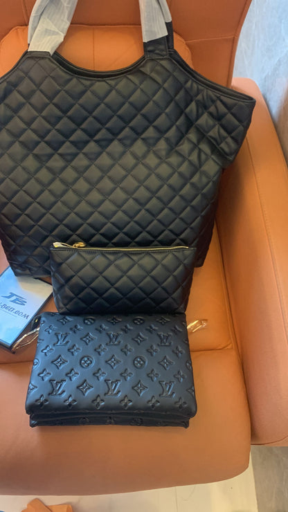 YSL Saint Laurent icare maxi shopping bag in quilted lambskin  Black