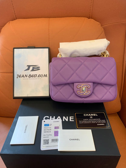 Chanel cf classic flap bag purple