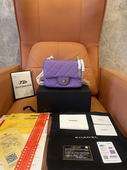 Chanel cf classic flap bag purple