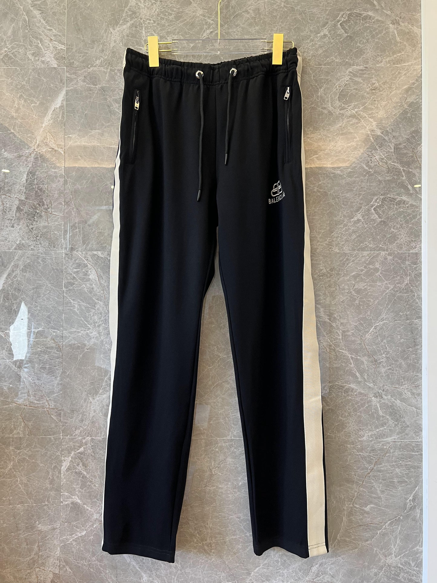 Balenciaga black track suit with beige stripes