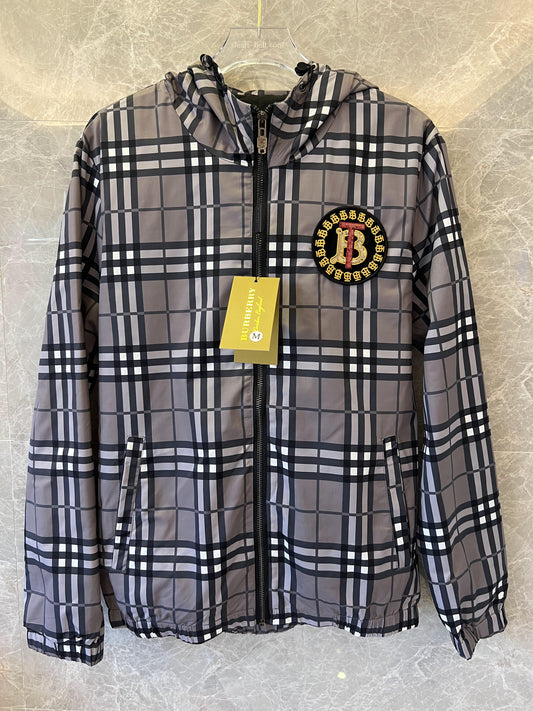 Burberry vintage check hooded jacket with embroidered logo