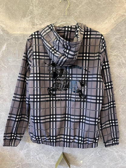 Burberry vintage check hooded jacket with embroidered logo