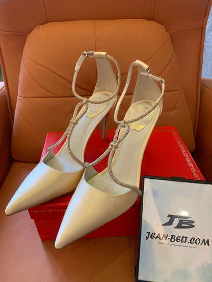 Rene Caovilla satin slingback high heels