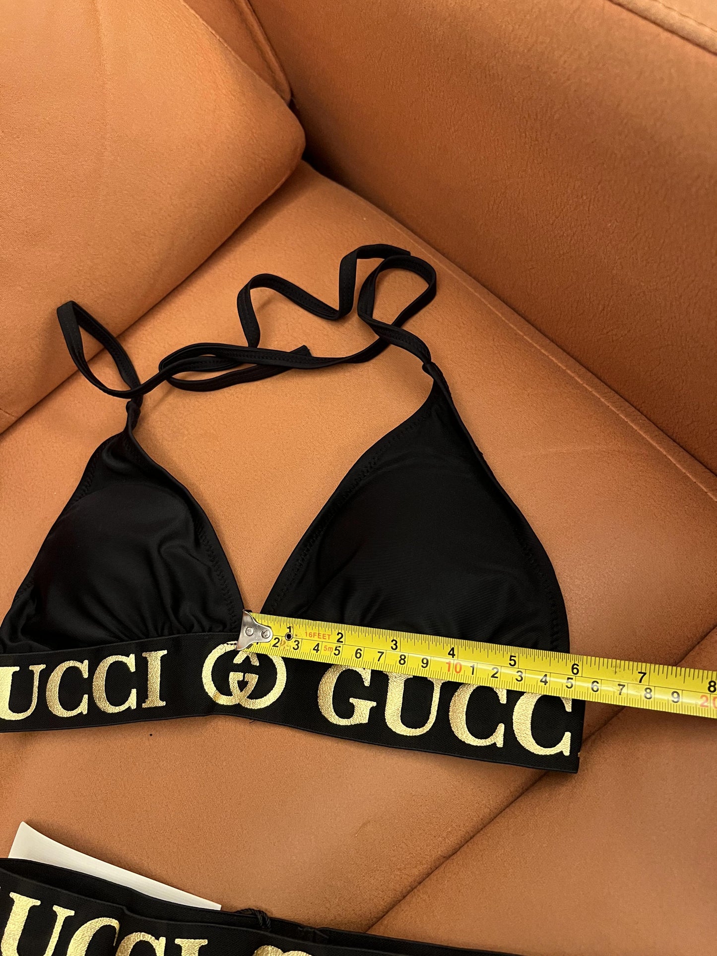 Gucci luxury triangle bikini set - classic black & gold