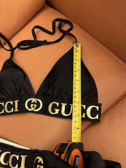 Gucci luxury triangle bikini set - classic black & gold