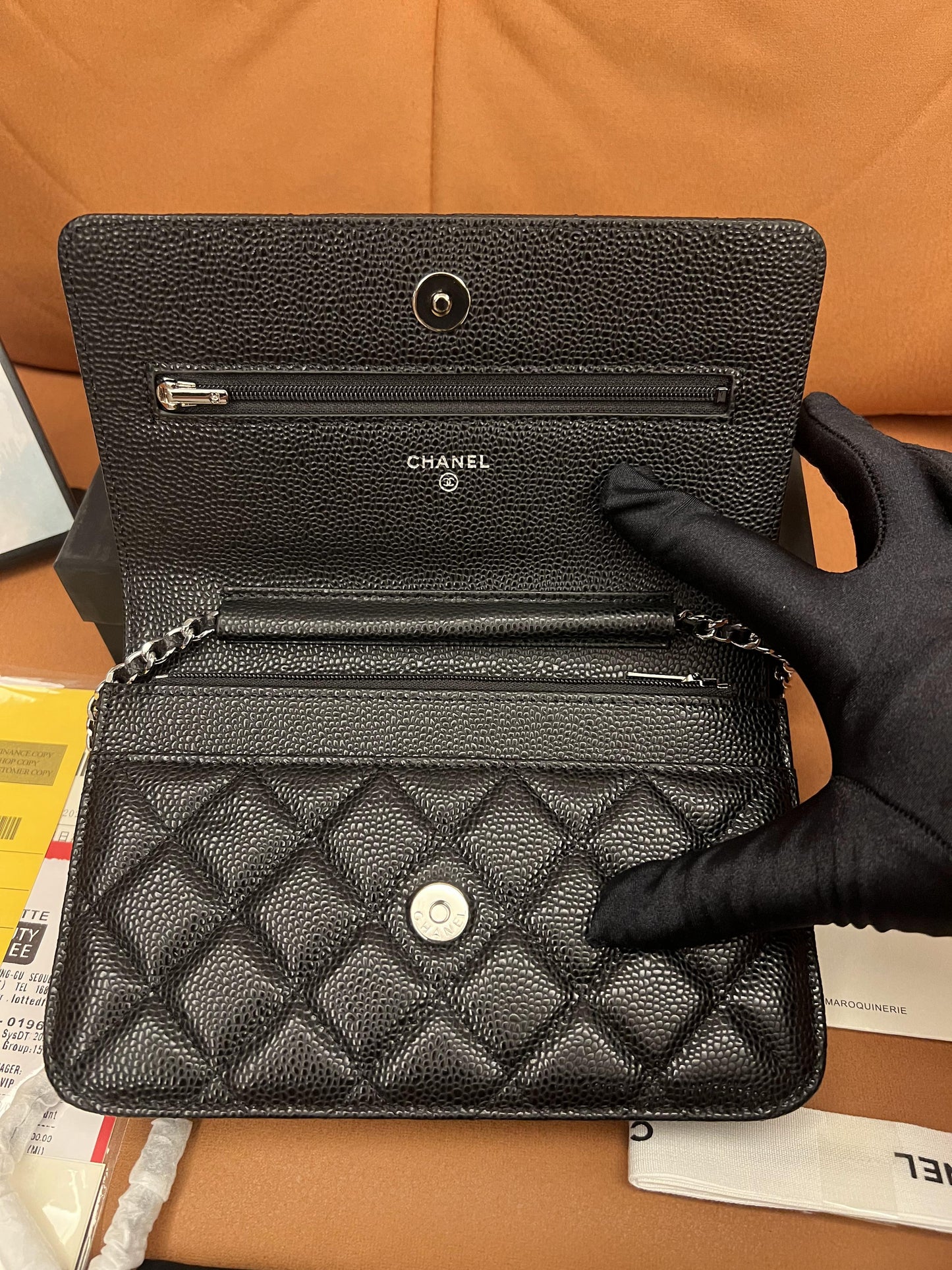 Chanel woc wallet on chain handbag ap1450 black caviar