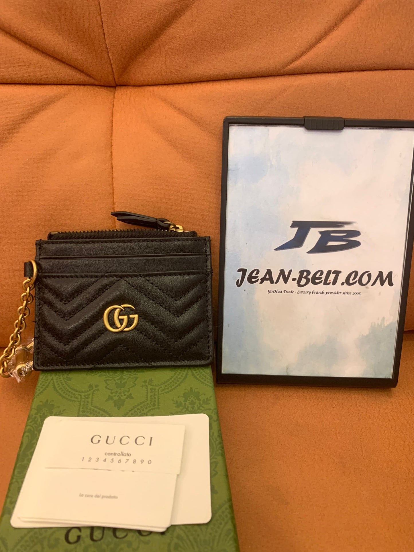 Gucci GG marmont leather card case with chain