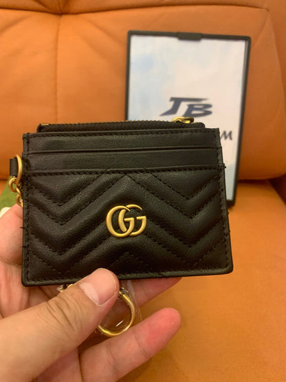 Gucci GG marmont leather card case with chain