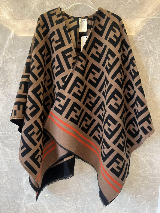 Fendi FF logo wool poncho