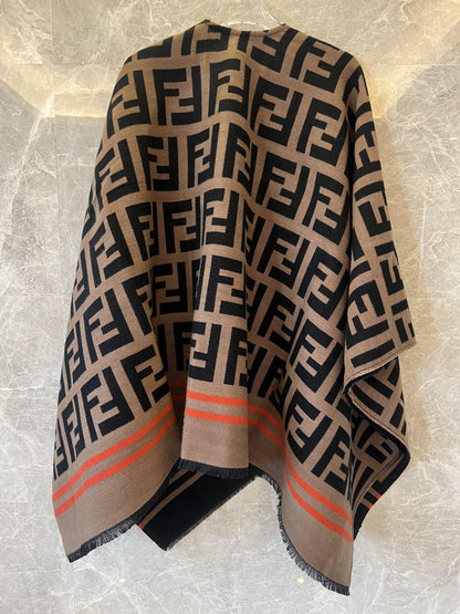 Fendi FF logo wool poncho