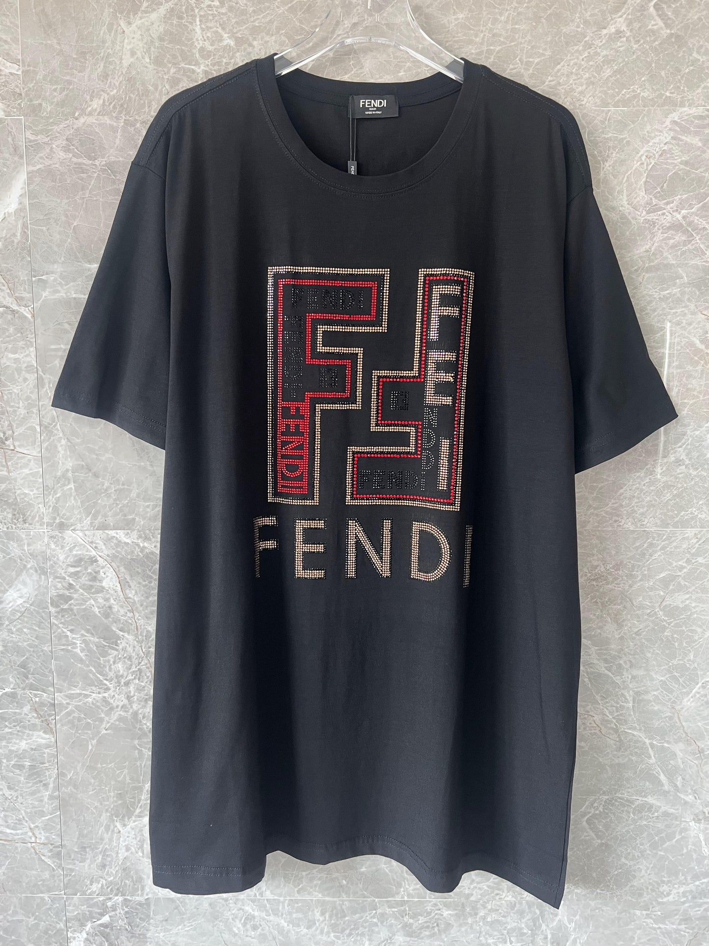 Fendi black t-shirt with signature logo design