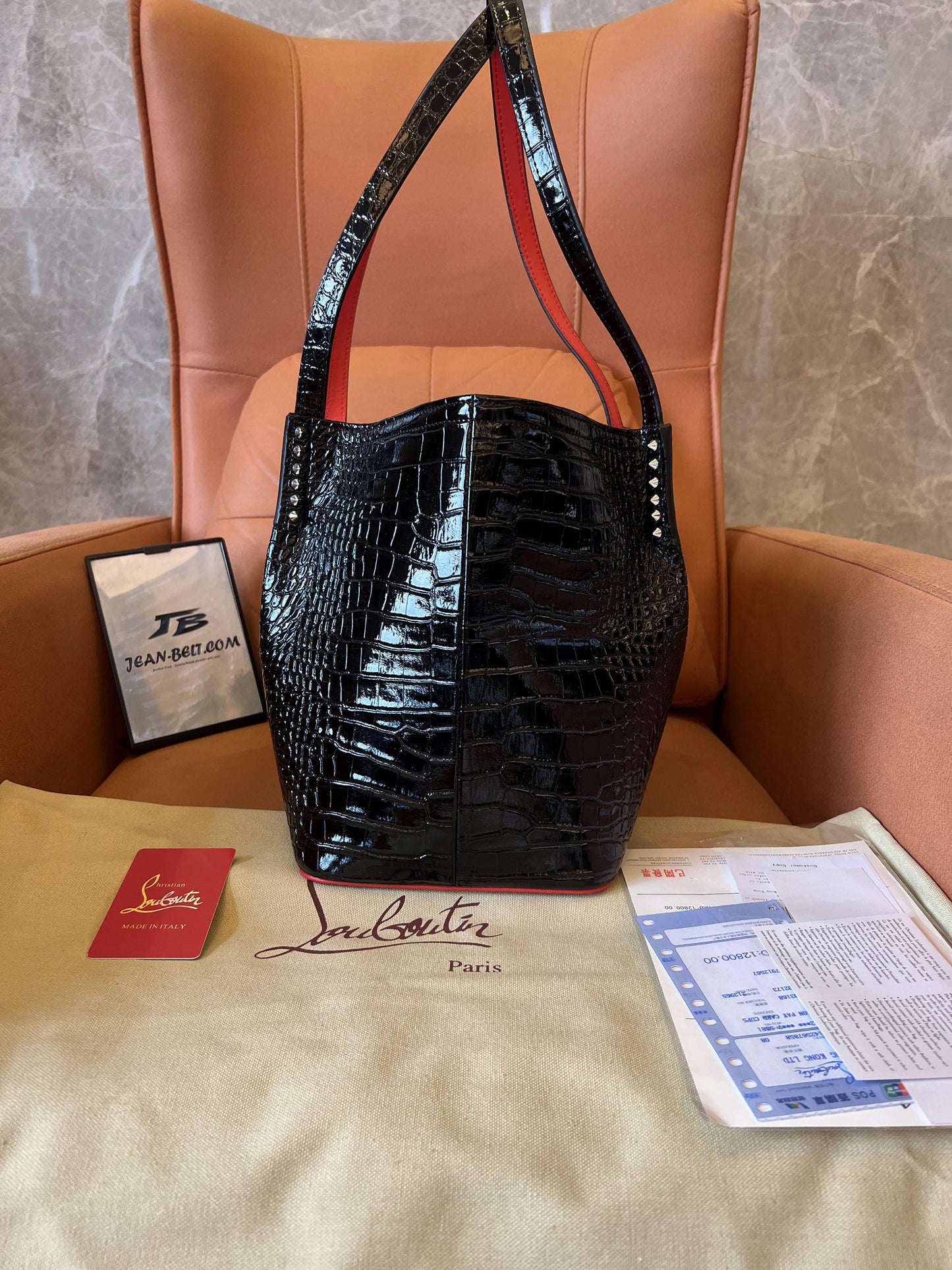 Christian Louboutin tote bag crocodile pattern black