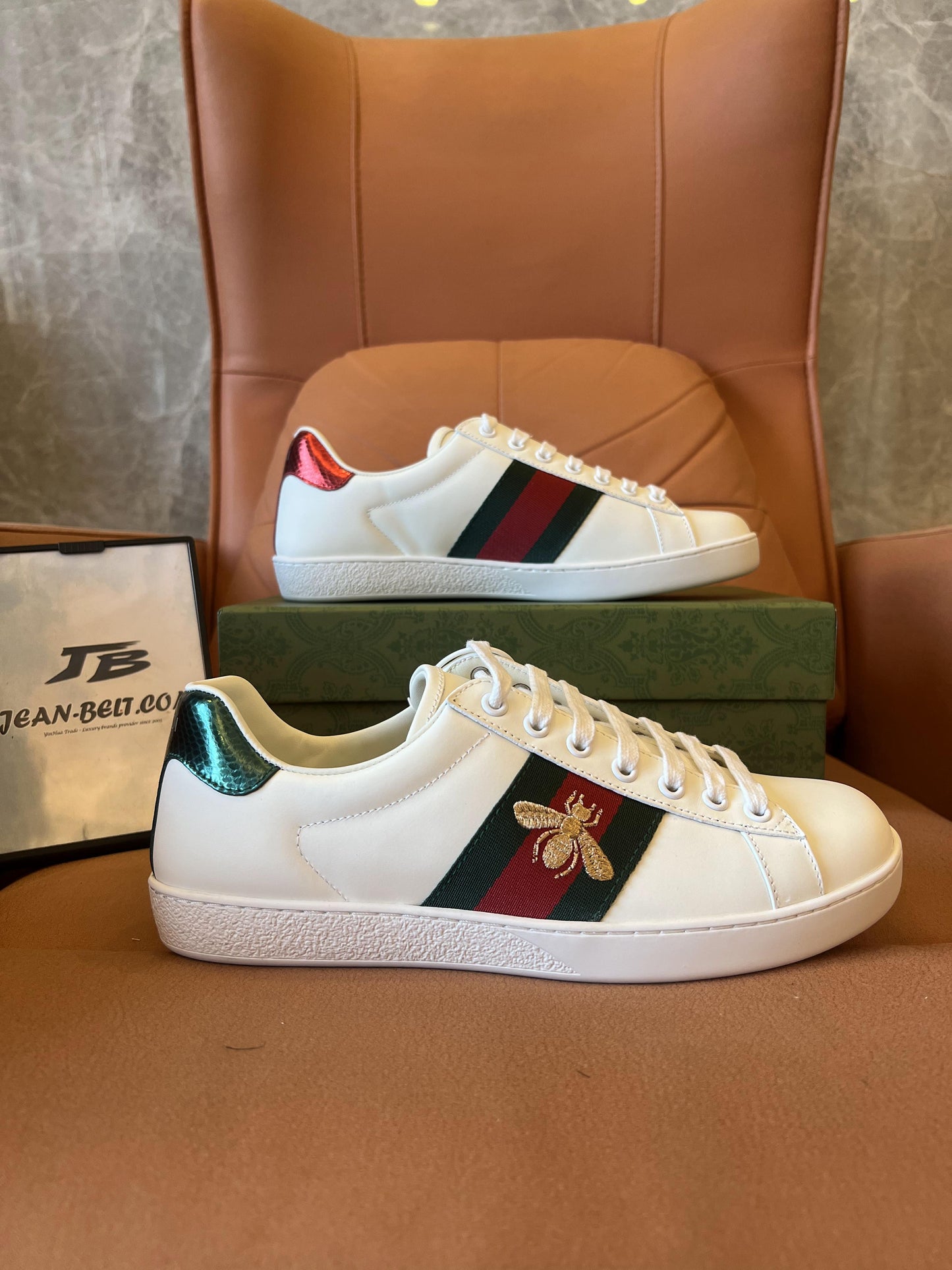 Gucci ace bee web leather sneakers shoes