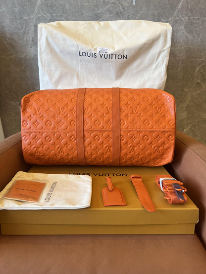 Louis Vuitton keepall bandouliere 50 orange weekend travel bag